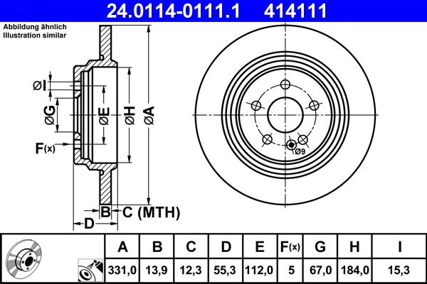 ATE 24.0114-0111.1 - Спирачен диск vvparts.bg