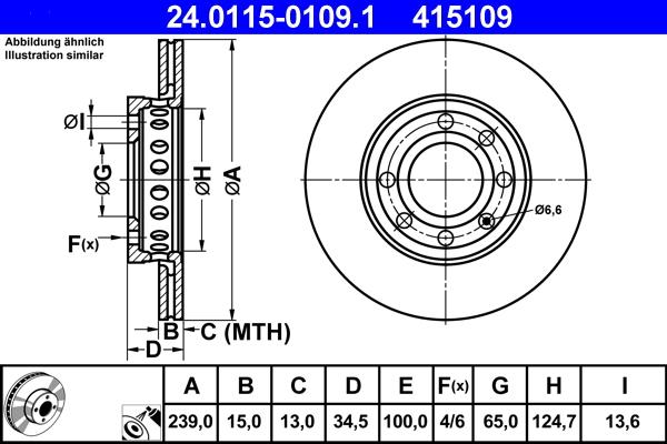 ATE 24.0115-0109.1 - Спирачен диск vvparts.bg