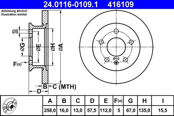 ATE 24.0116-0109.1 - Спирачен диск vvparts.bg