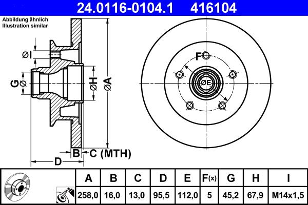 ATE 24.0116-0104.1 - Спирачен диск vvparts.bg