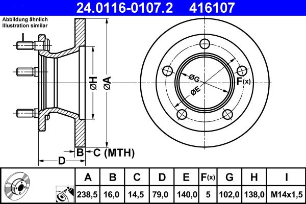 ATE 24.0116-0107.2 - Спирачен диск vvparts.bg