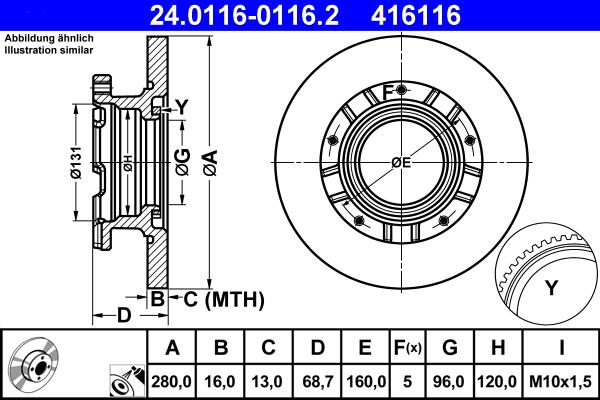 ATE 24.0116-0116.2 - Спирачен диск vvparts.bg