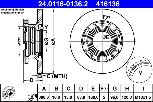 ATE 24.0116-0136.2 - Спирачен диск vvparts.bg