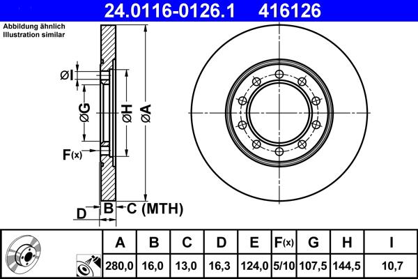 ATE 24.0116-0126.1 - Спирачен диск vvparts.bg