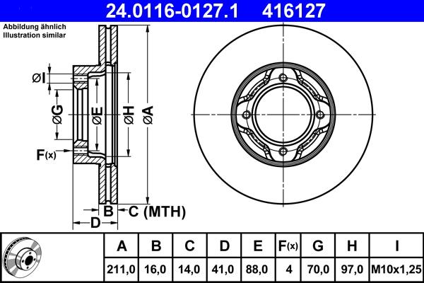 ATE 24.0116-0127.1 - Спирачен диск vvparts.bg