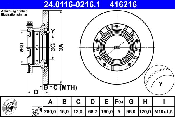 ATE 24.0116-0216.1 - Спирачен диск vvparts.bg