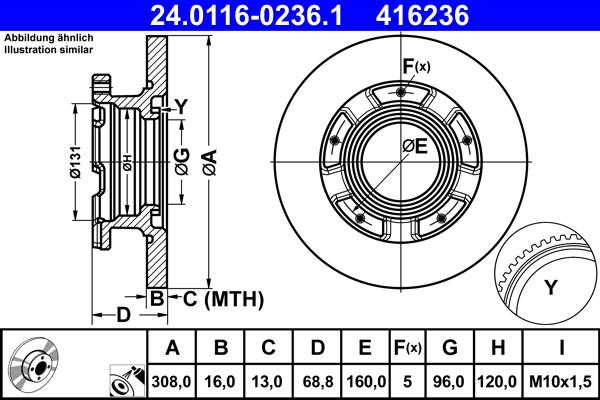 ATE 24.0116-0236.1 - Спирачен диск vvparts.bg