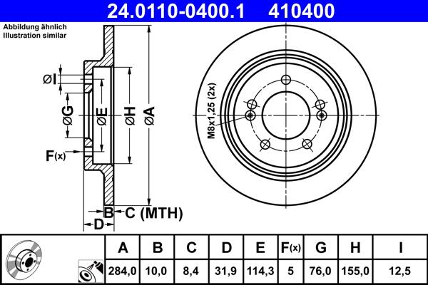 ATE 24.0110-0400.1 - Спирачен диск vvparts.bg