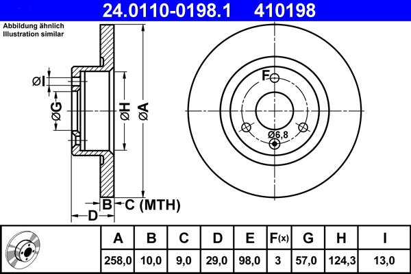 ATE 24.0110-0198.1 - Спирачен диск vvparts.bg