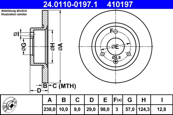 ATE 24.0110-0197.1 - Спирачен диск vvparts.bg