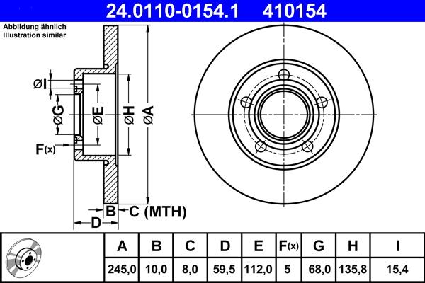 ATE 24.0110-0154.1 - Спирачен диск vvparts.bg