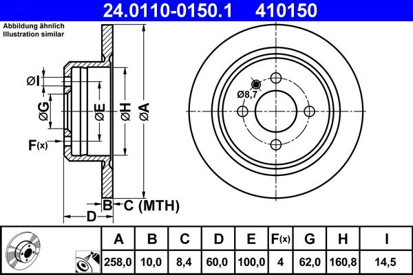 ATE 24.0110-0150.1 - Спирачен диск vvparts.bg