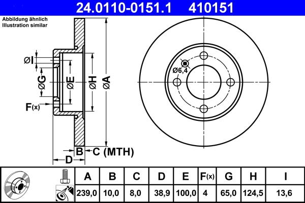 ATE 24.0110-0151.1 - Спирачен диск vvparts.bg