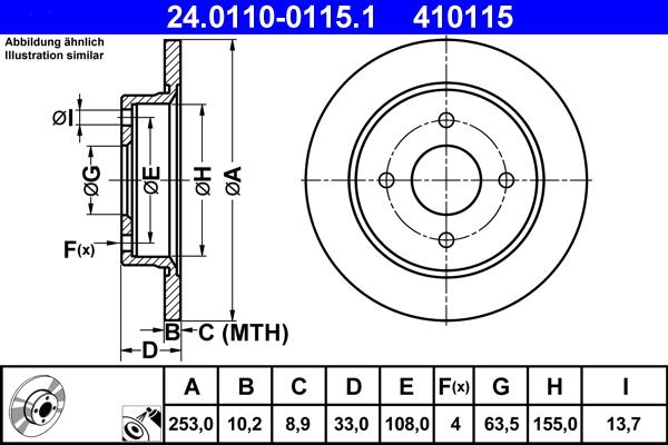 ATE 24.0110-0115.1 - Спирачен диск vvparts.bg