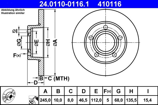 ATE 24.0110-0116.1 - Спирачен диск vvparts.bg