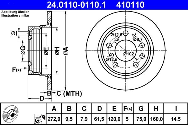 ATE 24.0110-0110.1 - Спирачен диск vvparts.bg