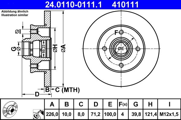 ATE 24.0110-0111.1 - Спирачен диск vvparts.bg