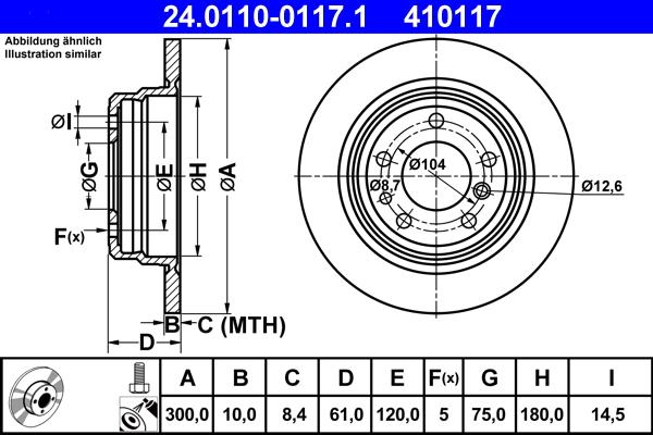 ATE 24.0110-0117.1 - Спирачен диск vvparts.bg