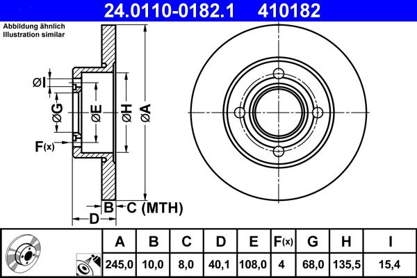 ATE 24.0110-0182.1 - Спирачен диск vvparts.bg