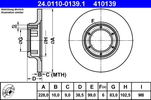 ATE 24.0110-0139.1 - Спирачен диск vvparts.bg