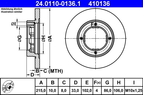 ATE 24.0110-0136.1 - Спирачен диск vvparts.bg