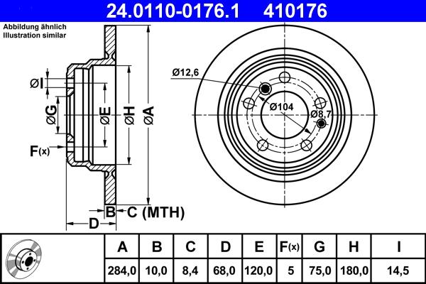 ATE 24.0110-0176.1 - Спирачен диск vvparts.bg