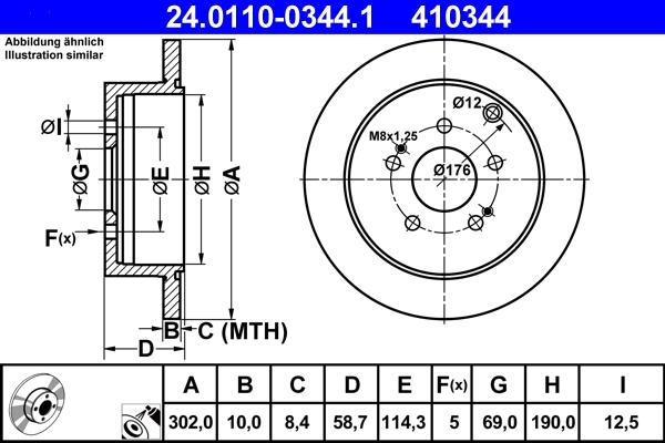 ATE 24.0110-0344.1 - Спирачен диск vvparts.bg