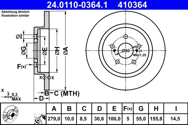 ATE 24.0110-0364.1 - Спирачен диск vvparts.bg