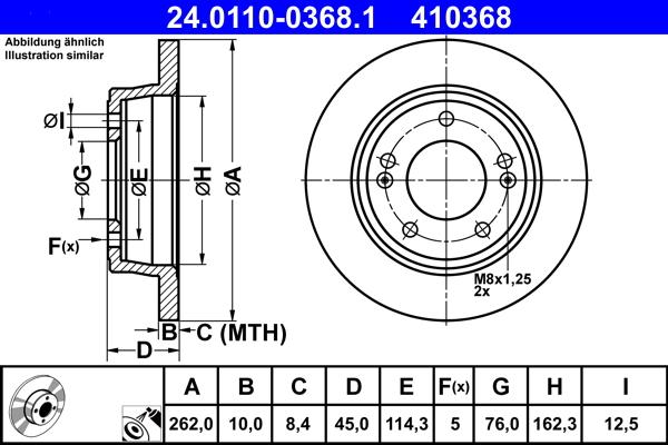 ATE 24.0110-0368.1 - Спирачен диск vvparts.bg