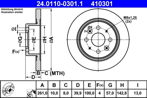 ATE 24.0110-0301.1 - Спирачен диск vvparts.bg