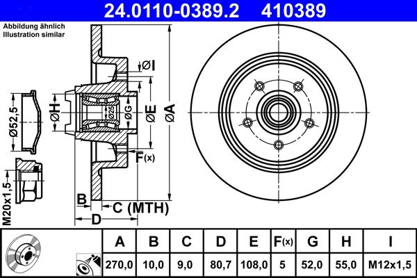 ATE 24.0110-0389.2 - Спирачен диск vvparts.bg