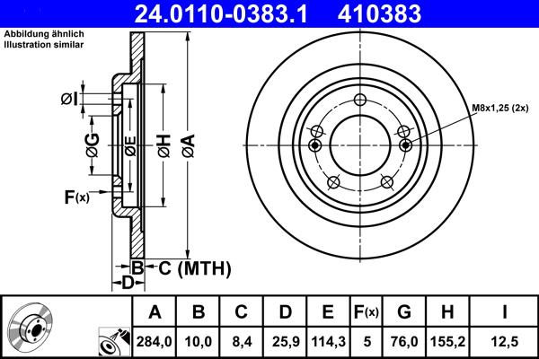 ATE 24.0110-0383.1 - Спирачен диск vvparts.bg