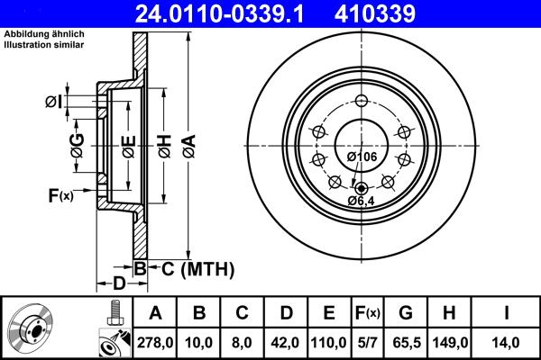 ATE 24.0110-0339.1 - Спирачен диск vvparts.bg