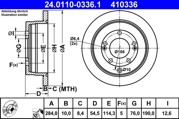 ATE 24.0110-0336.1 - Спирачен диск vvparts.bg