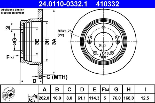 ATE 24.0110-0332.1 - Спирачен диск vvparts.bg