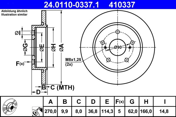 ATE 24.0110-0337.1 - Спирачен диск vvparts.bg