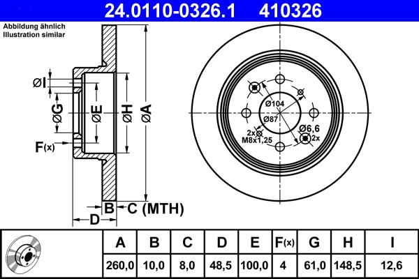 ATE 24.0110-0326.1 - Спирачен диск vvparts.bg