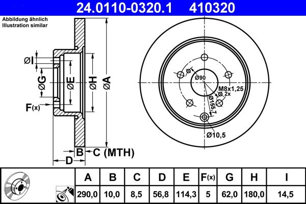 ATE 24.0110-0320.1 - Спирачен диск vvparts.bg