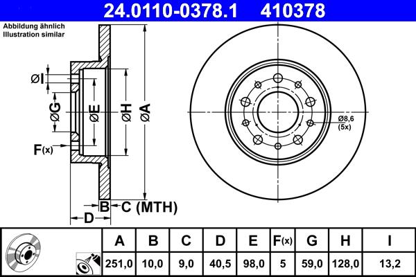 ATE 24.0110-0378.1 - Спирачен диск vvparts.bg