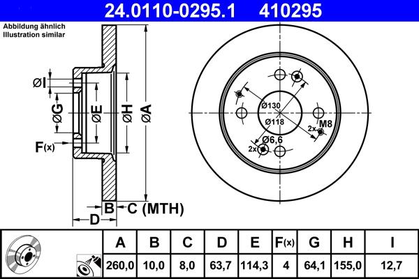 ATE 24.0110-0295.1 - Спирачен диск vvparts.bg