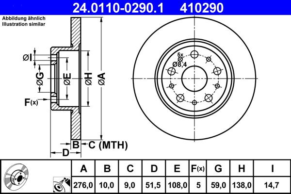 ATE 24.0110-0290.1 - Спирачен диск vvparts.bg