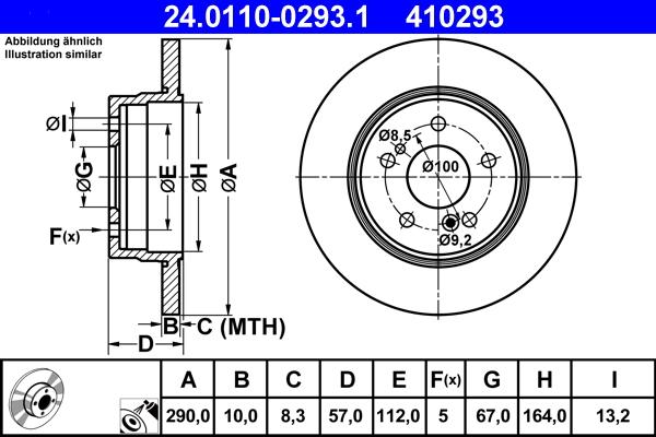 ATE 24.0110-0293.1 - Спирачен диск vvparts.bg