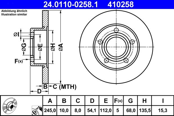 ATE 24.0110-0258.1 - Спирачен диск vvparts.bg