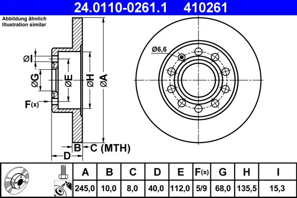 ATE 24.0110-0261.1 - Спирачен диск vvparts.bg