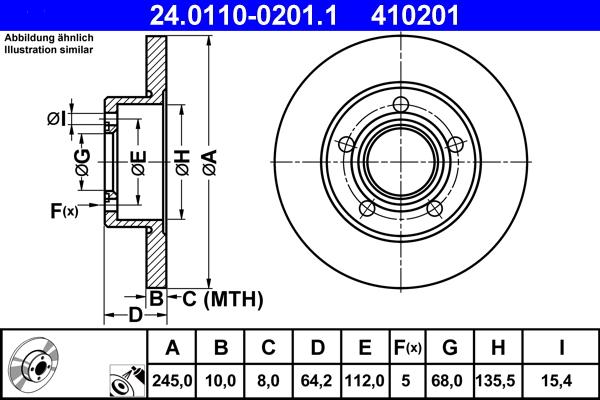 ATE 24.0110-0201.1 - Спирачен диск vvparts.bg