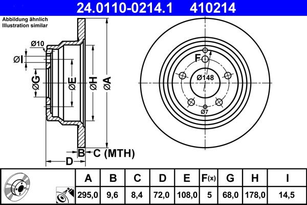 ATE 24.0110-0214.1 - Спирачен диск vvparts.bg