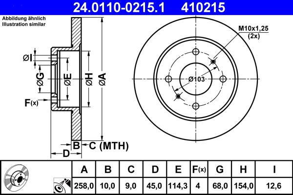 ATE 24.0110-0215.1 - Спирачен диск vvparts.bg