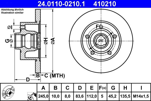 ATE 24.0110-0210.1 - Спирачен диск vvparts.bg