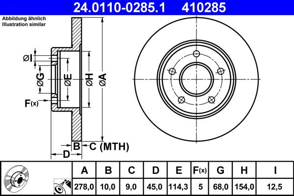 ATE 24.0110-0285.1 - Спирачен диск vvparts.bg