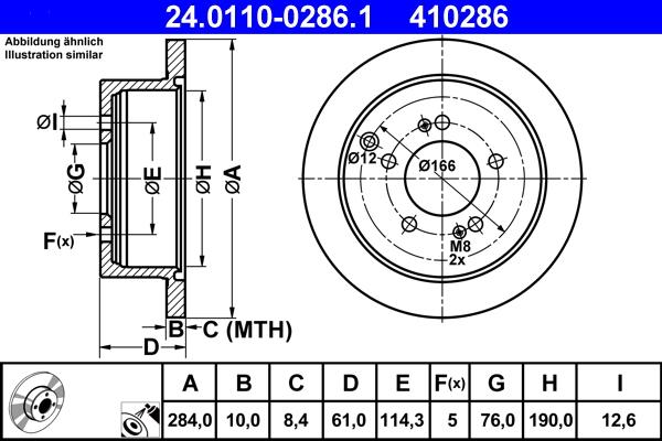 ATE 24.0110-0286.1 - Спирачен диск vvparts.bg